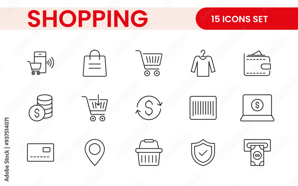 Poster set of shopping cart icons. collection of web icons for online store, from various cart icons in var
