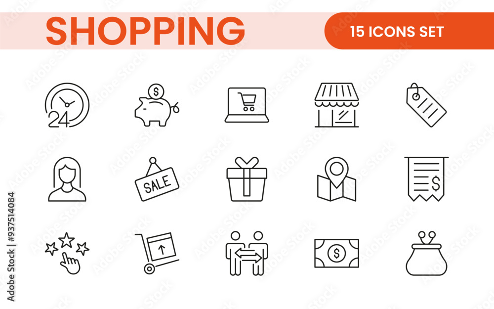 Poster set of shopping cart icons. collection of web icons for online store, from various cart icons in var