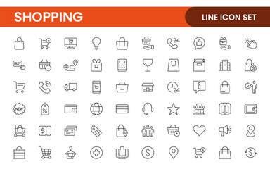 Set of shopping cart icons. Collection of web icons for online store, from various cart icons in various shapes. Shopping outline icon set.