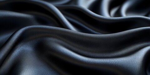 Fototapeta premium Luxurious Black Fabric Texture with Elegant Folds