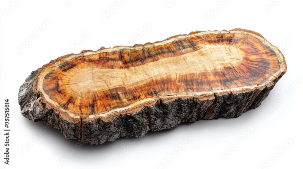Aufkleber Cross-section of a tree trunk with distinct growth rings and bark