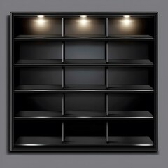 Black Empty Shelf with Lights