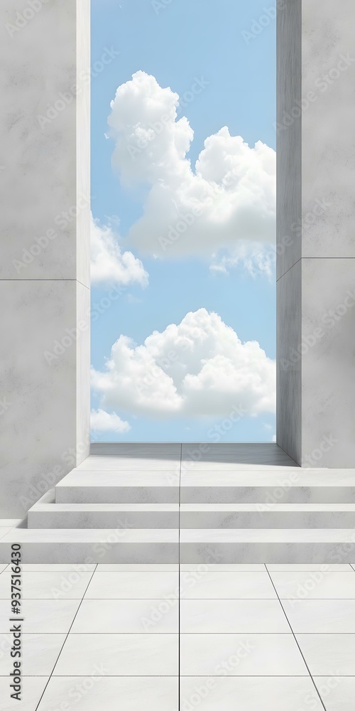 Poster minimalist architecture design with sky view