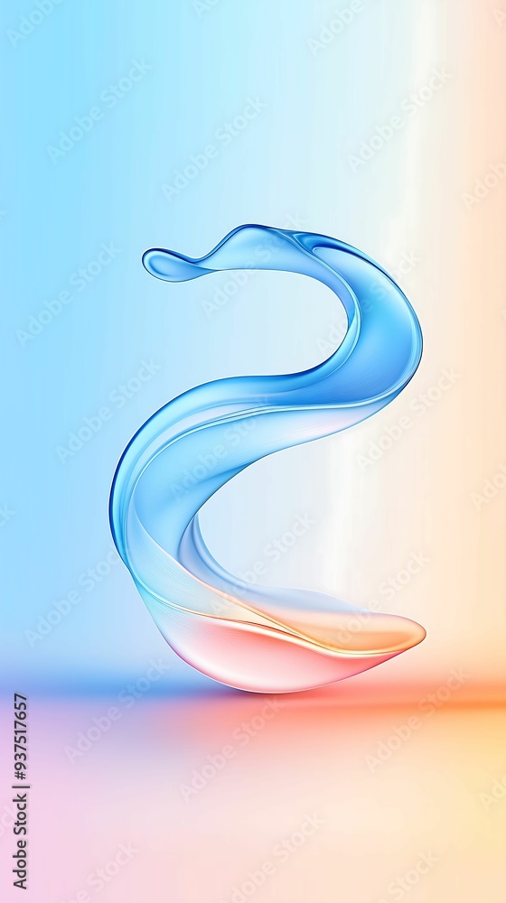 Poster a smooth, flowing abstract design featuring a gradient of blue and orange colors, creating a sense o