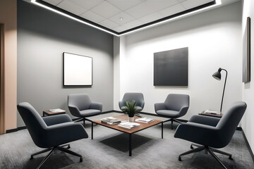 Modernized decoration of an office waiting room