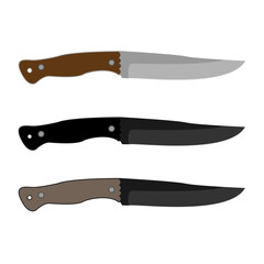knife set tactical, combat, hunting, processing, tourist, survival illustration. vector, icon.