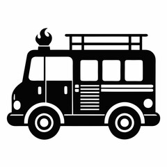 Fire engine Black silhouette, illustration