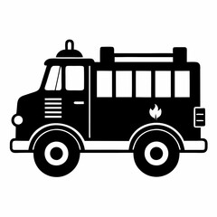 Fire engine Black silhouette, illustration