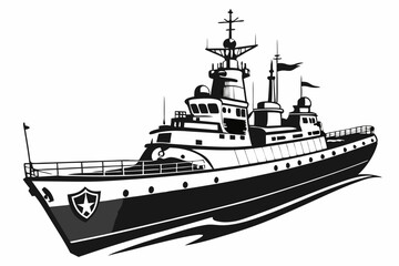 warship silhouette vector illustration, battleship black color