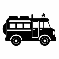 Fire engine Black silhouette, illustration