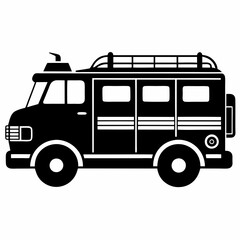 Fire engine Black silhouette, illustration