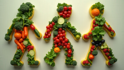 Creative Healthy Living Stock Images: Human Bodies Made from Fresh Vegetables and Fruits for Fitness, Wellness, and Nutrition Concepts