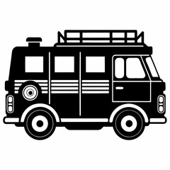 Fire engine Black silhouette, illustration