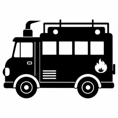 Fire engine Black silhouette, illustration
