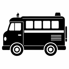 Fire engine Black silhouette, illustration