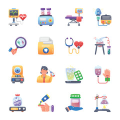 Bundle of Medical and Testing Flat Icons  


