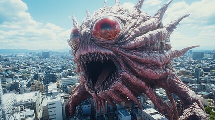 Giant Monster Threatens Cityscape.