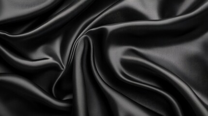 Fototapeta premium Luxurious Black Fabric Texture with Elegant Folds
