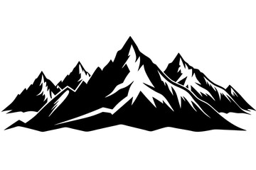Majestic Mountain Range Silhouettes Vector Art. Rocky Mountains, Rolling Hills, Cliffs, Volcanoes, Snow-Capped Peaks and Forested Mountains Vector Illustration.