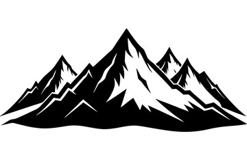 Majestic Mountain Range Silhouettes Vector Art. Rocky Mountains, Rolling Hills, Cliffs, Volcanoes, Snow-Capped Peaks and Forested Mountains Vector Illustration.