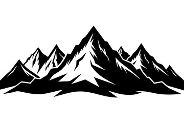 Majestic Mountain Range Silhouettes Vector Art. Rocky Mountains, Rolling Hills, Cliffs, Volcanoes, Snow-Capped Peaks and Forested Mountains Vector Illustration.