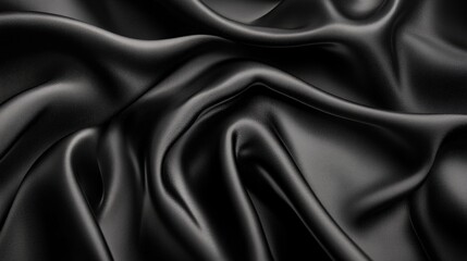 Fototapeta premium Luxurious Black Fabric Texture with Elegant Folds