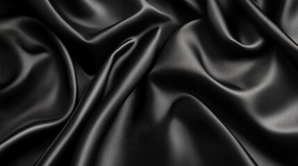 Fototapeta premium Luxurious Black Fabric Texture with Elegant Folds