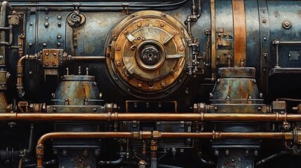 Close-up of a Vintage Steam Locomotive's Engine