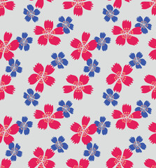 Japanese Red Flower Fall Vector Seamless Pattern
