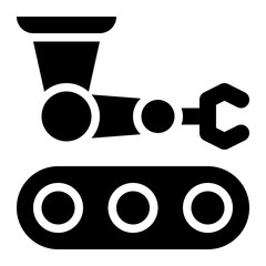 industrial robot, robotics, robot, industry, production, manufacturing, conveyor, machine solid or glyph icon