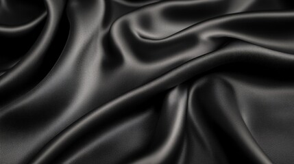 Fototapeta premium Luxurious Black Fabric Texture with Elegant Folds
