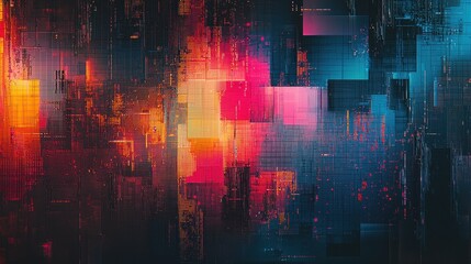 Obraz premium Vibrant Digital Cityscape Abstract Artwork