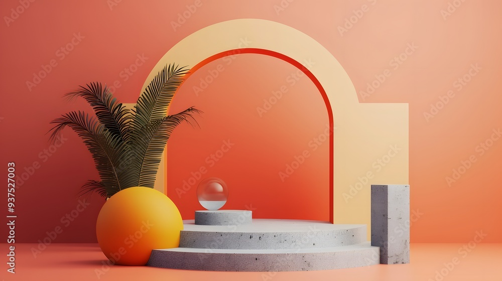 Poster depict a minimalist podium utilizing intentionally misplaced gipsum objects ai generated illustratio