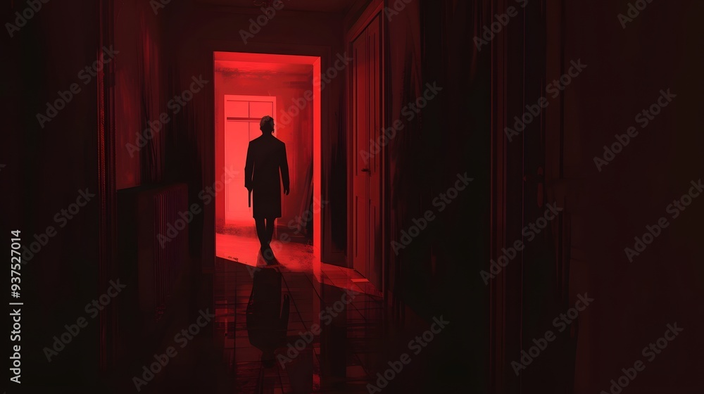 Poster depict a minimalistic horror movie scene using shadows and elements ai generated illustration