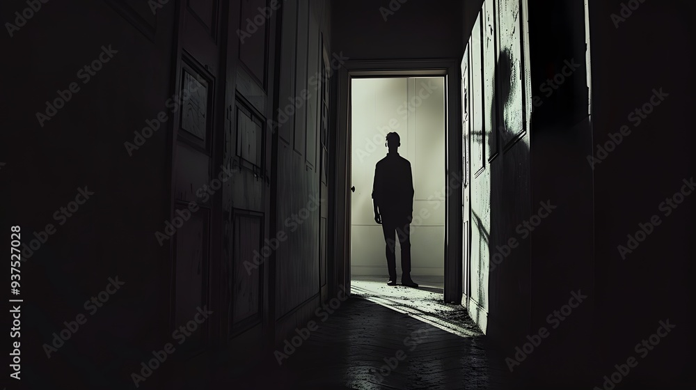 Poster depict a minimalistic horror movie scene using shadows and elements ai generated illustration