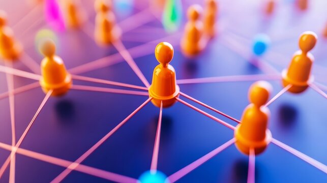 Abstract image of interconnected figures representing networking, collaboration, or communication.