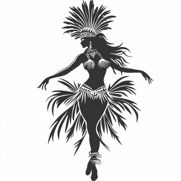 silhouette dancer wearing headdress, skirt clip art preview