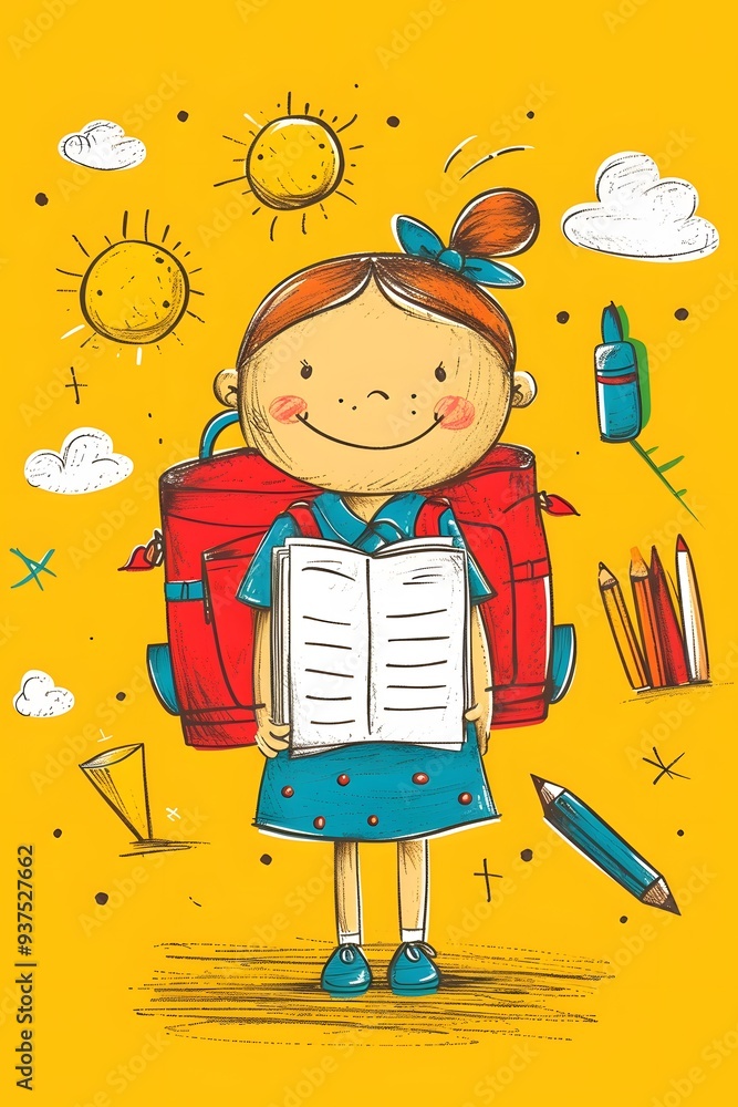 Aufkleber design a bright and cheerful image showing the optimism associated with the back to school theme ai 