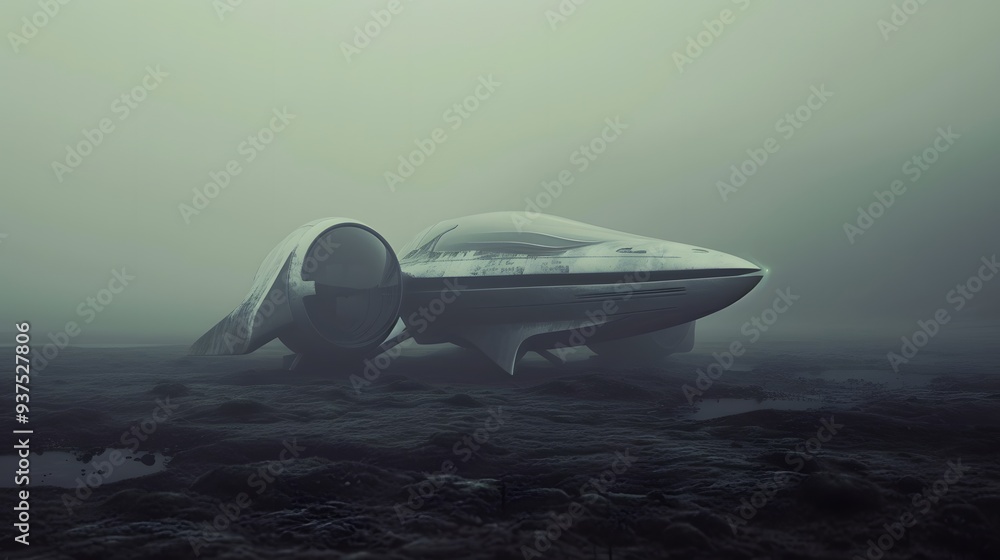 Poster design a minimalist representation of a gipsum prop in a surreal futuristic environment ai generated