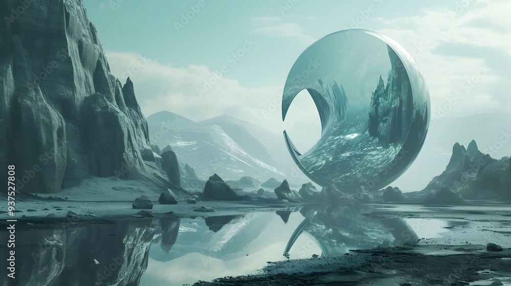 Poster design a minimalist representation of a gipsum prop in a surreal futuristic environment ai generated