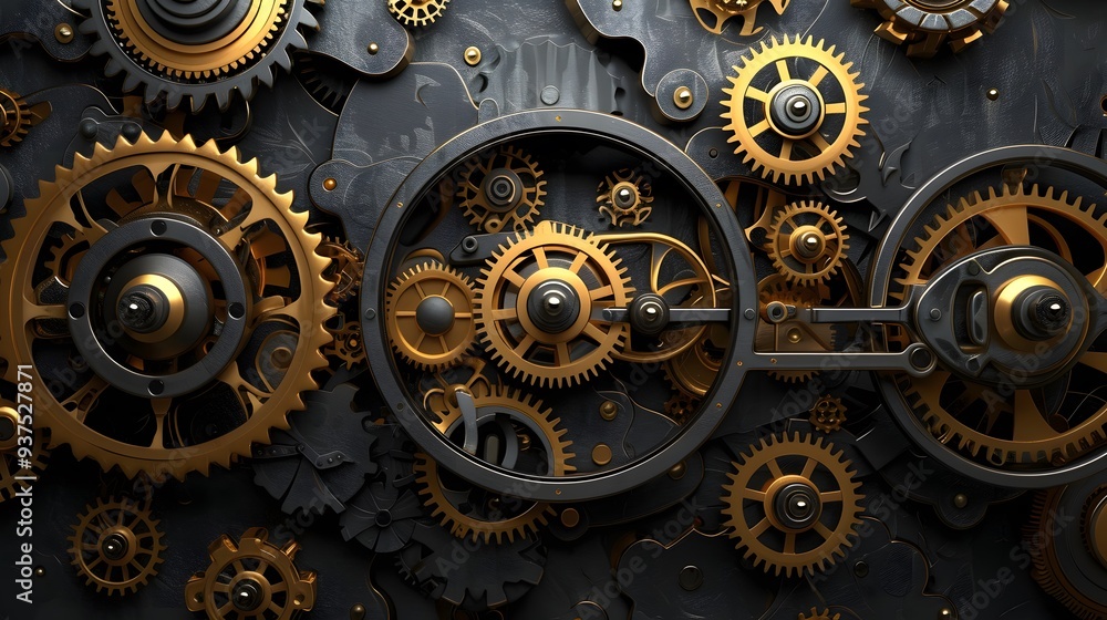Poster design an intricate 3d style illustration of a clockwork mechanism ai generated illustration
