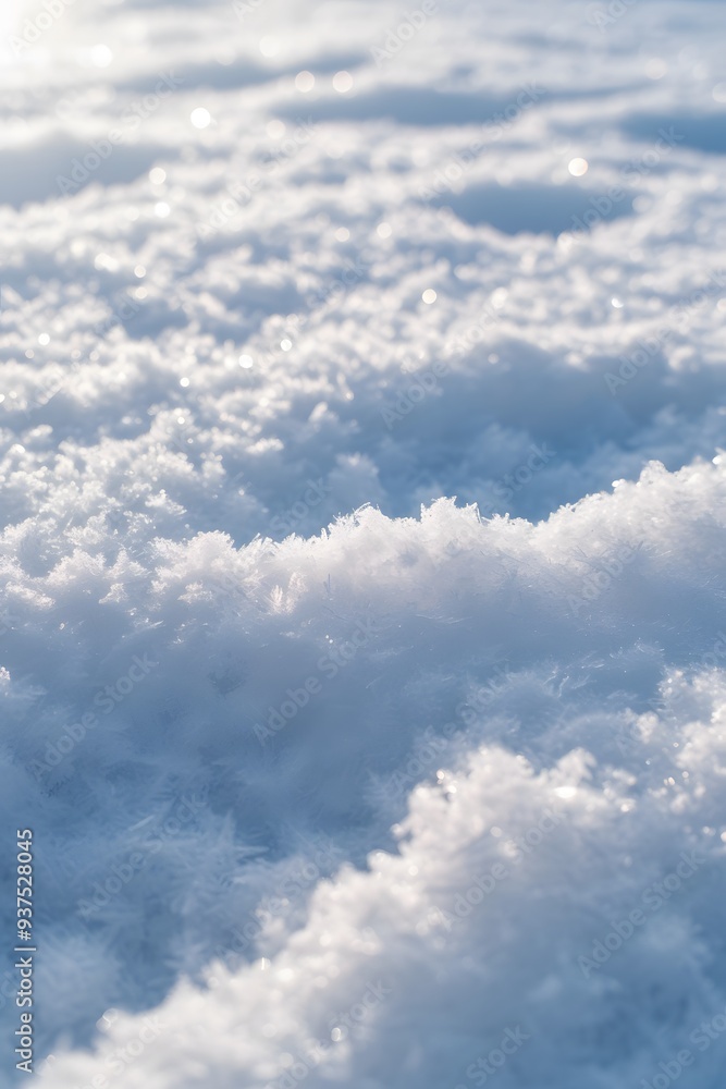 Poster detail shot of the texture and pattern of a fresh snowfall ai generated illustration