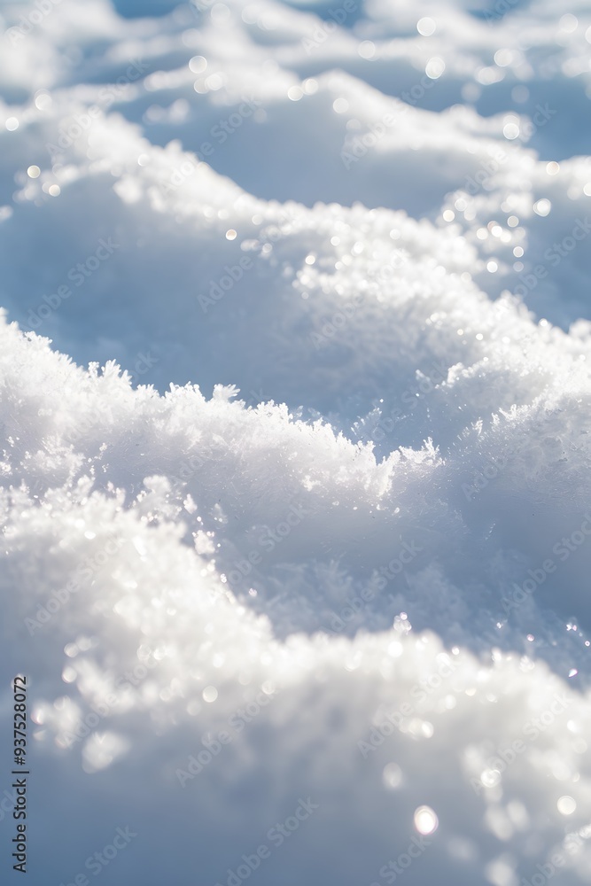 Poster detail shot of the texture and pattern of a fresh snowfall ai generated illustration