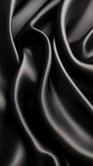Fototapeta premium Luxurious Black Fabric Texture with Elegant Folds