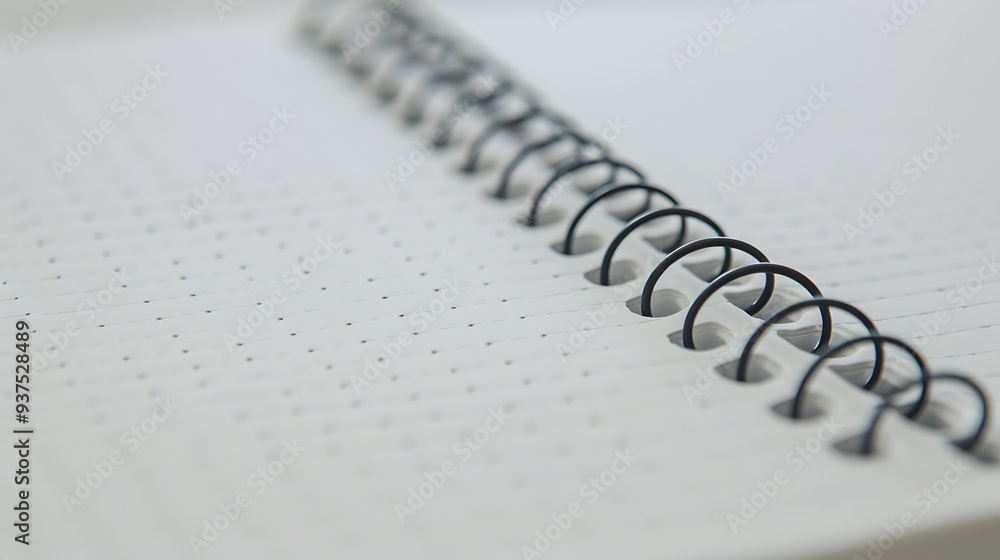 Poster detailed shot of a spiral-bound notebook page emphasizing the texture ai generated illustration