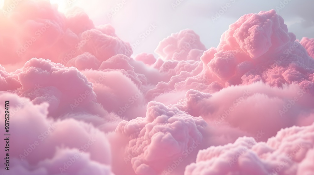 Aufkleber dreamy 3d abstract background filled with soft marshmallow clouds ai generated illustration