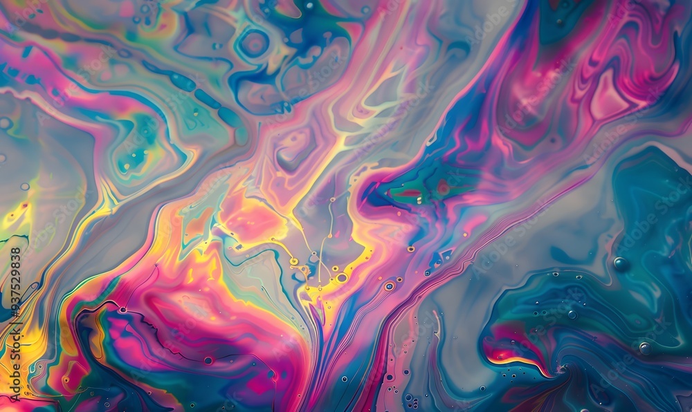 Poster abstract background texture of iridescent paints. soap bubble.