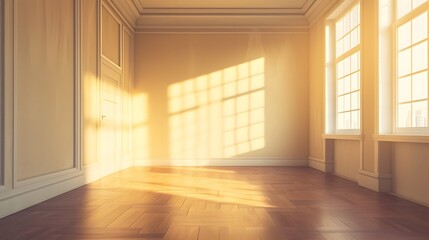 Obraz premium Empty room basking in the comforting rays of sunshine AI generated illustration
