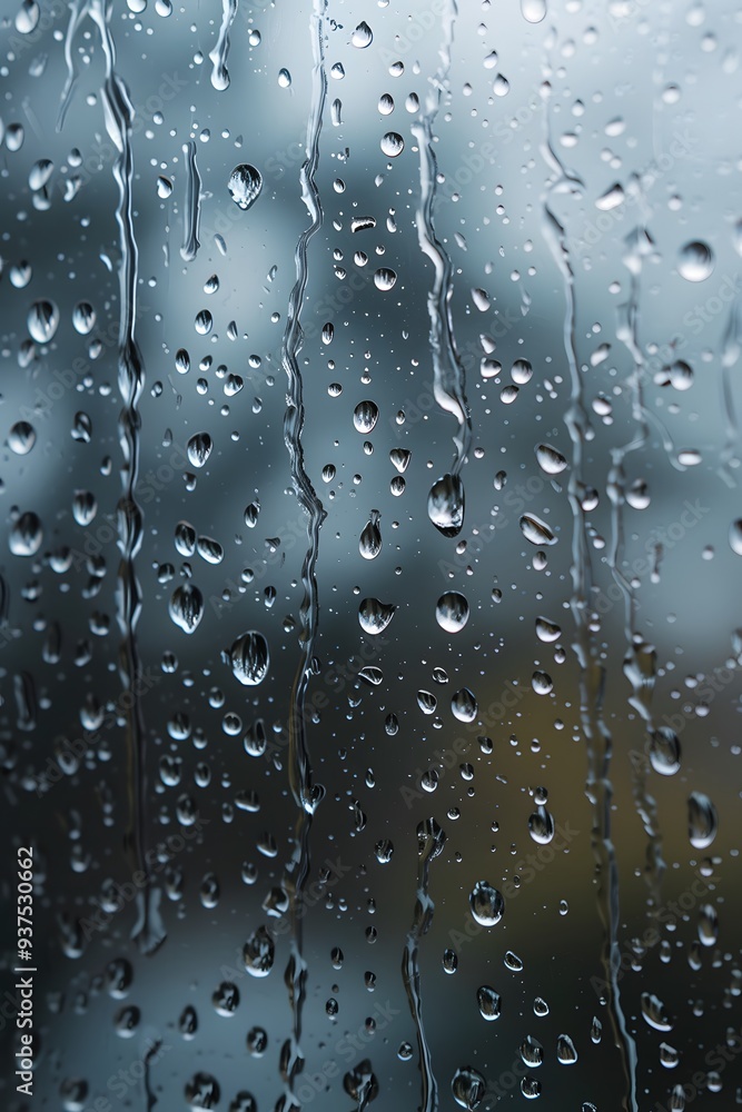 Aufkleber enigmatic pattern created by raindrops running down a glass surface ai generated illustration