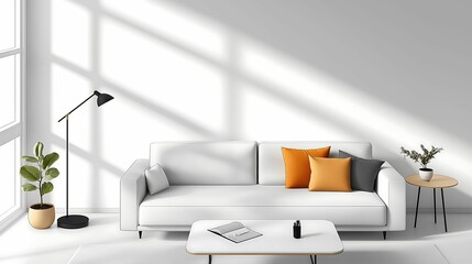 living room simplicity comfort clean lines soft neutral tones gentle shadows doodle style top view pastel background, more clarity with clear light and sharp focus, high detailed